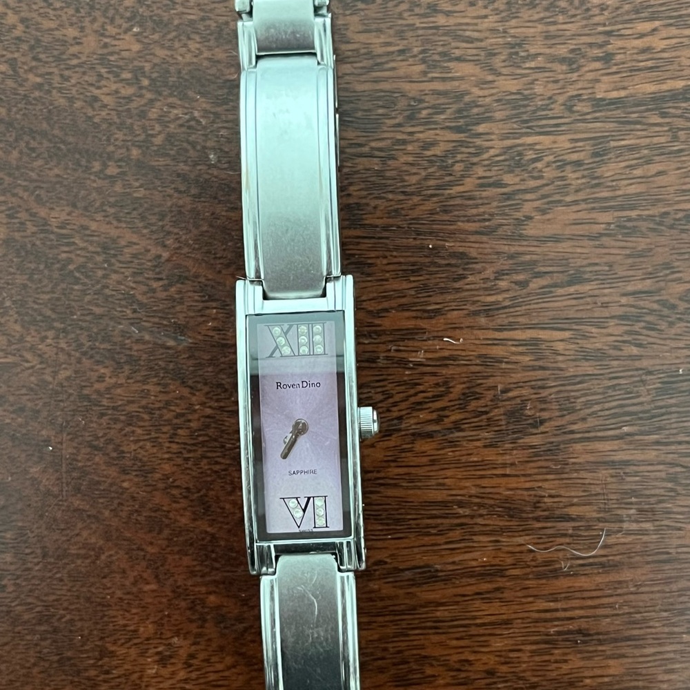 Vintage Roven Dino Sapphire Crystal Stainless Steel Women’s Watch NOT WORKING